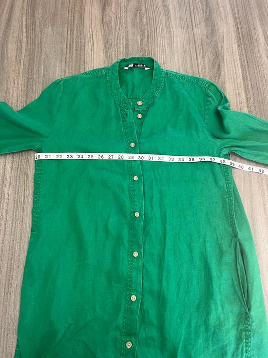 Zara Green Linen Tunic Dress - Picture 8 of 11